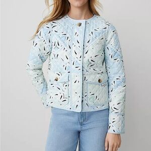 Ann Taylor Paisley Quilted Puffer Jacket - Light Blue